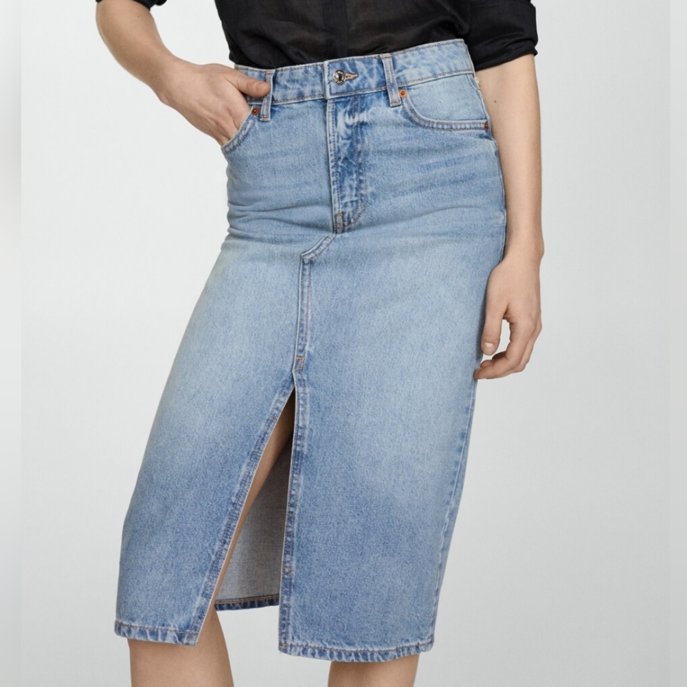 Mango Denim Midi Skirt